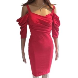 TFNC London NWT ''Bandy' red sheath dress Made in France Sz S